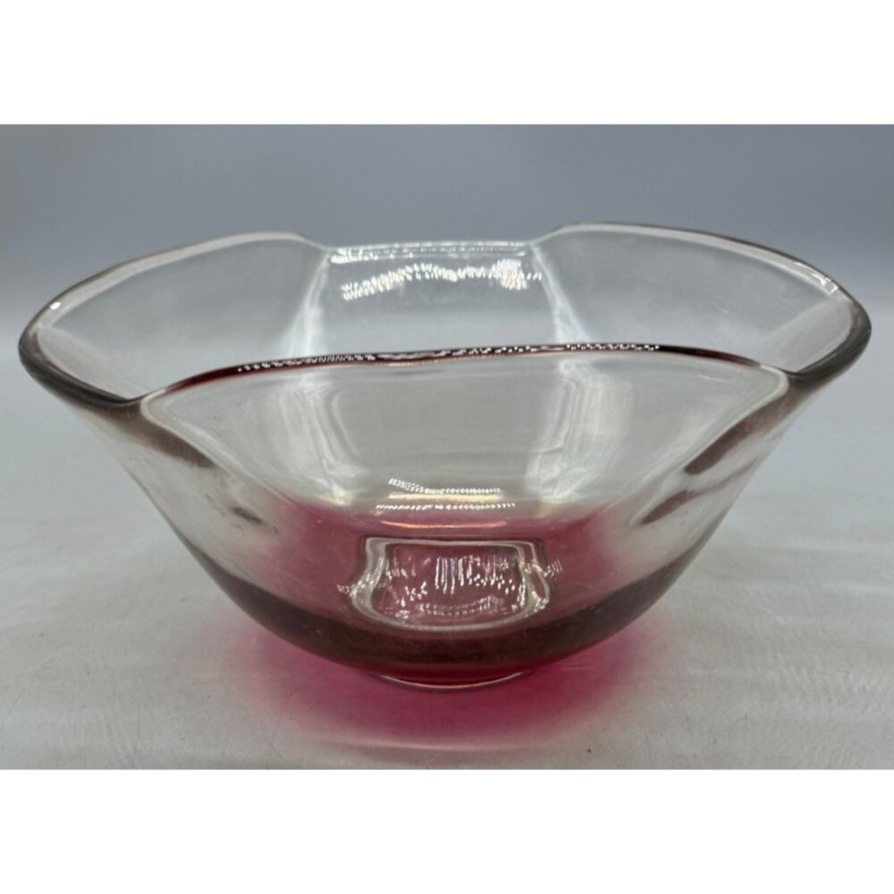 Vintage Indiana Glass Retro Ruby Chip Bowl Red Fade Bowl Cranberry 10x9x5" READ